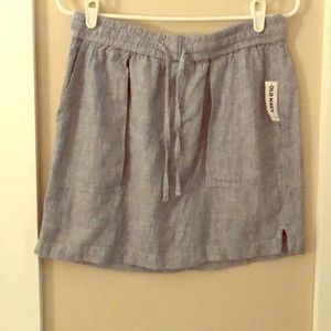 Old Navy blue and white striped linen skirt